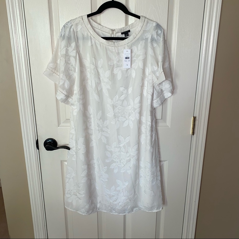 Ann Taylor White Floral Shift Dress - NEW!